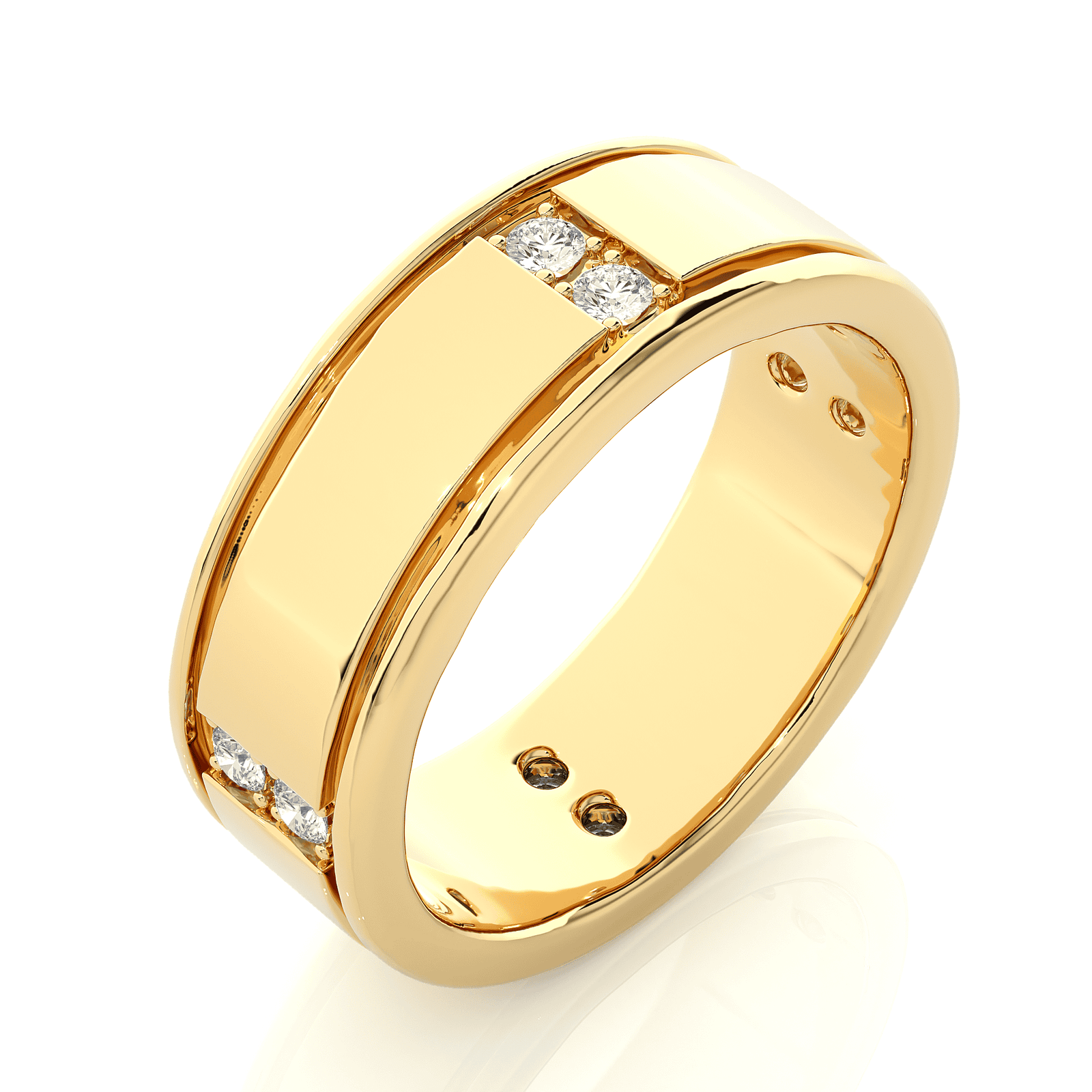 Mens diamond square top gold ring reeva rare structured premium design