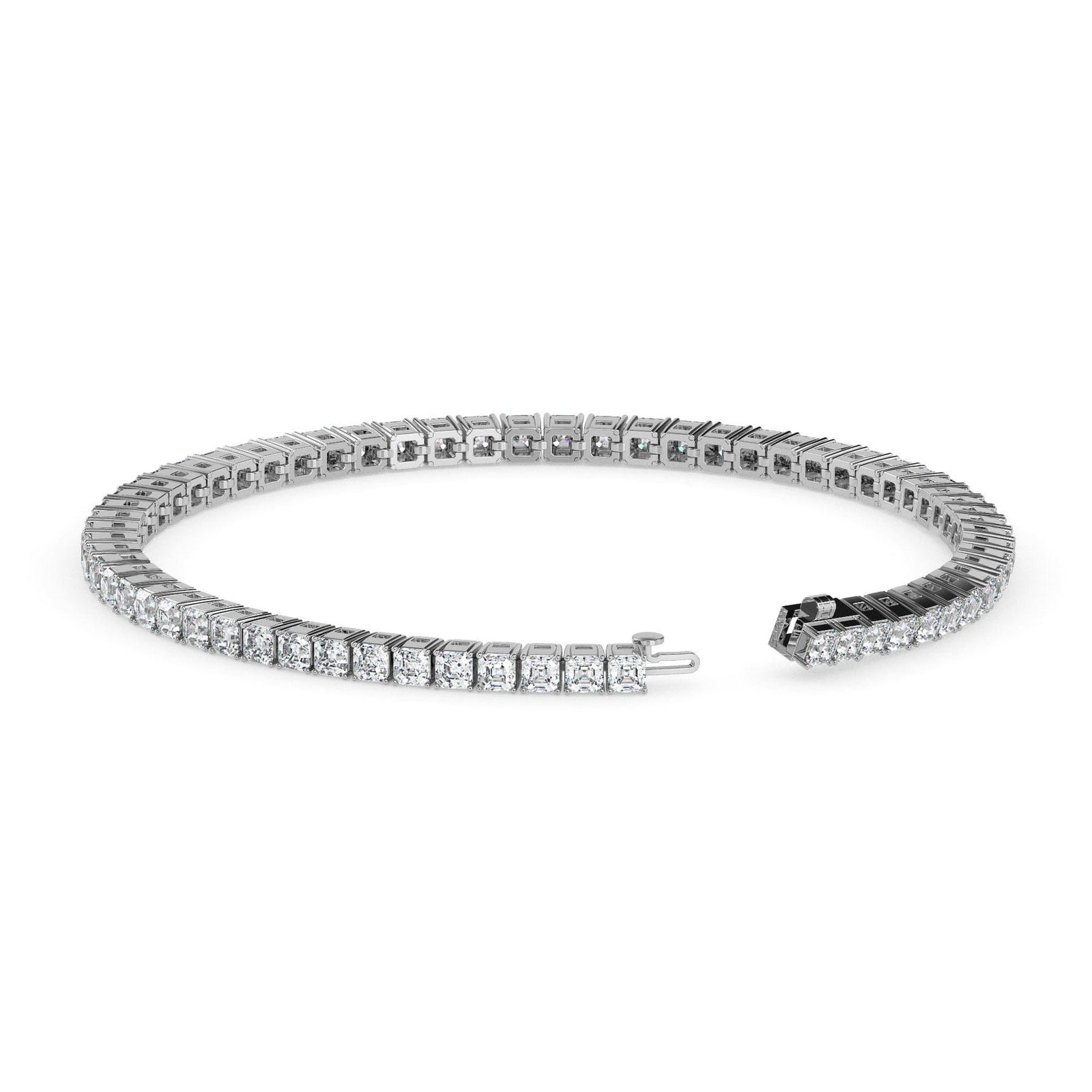 Fine asscher diamond tennis bracelet reeva rare international shipping premium gift