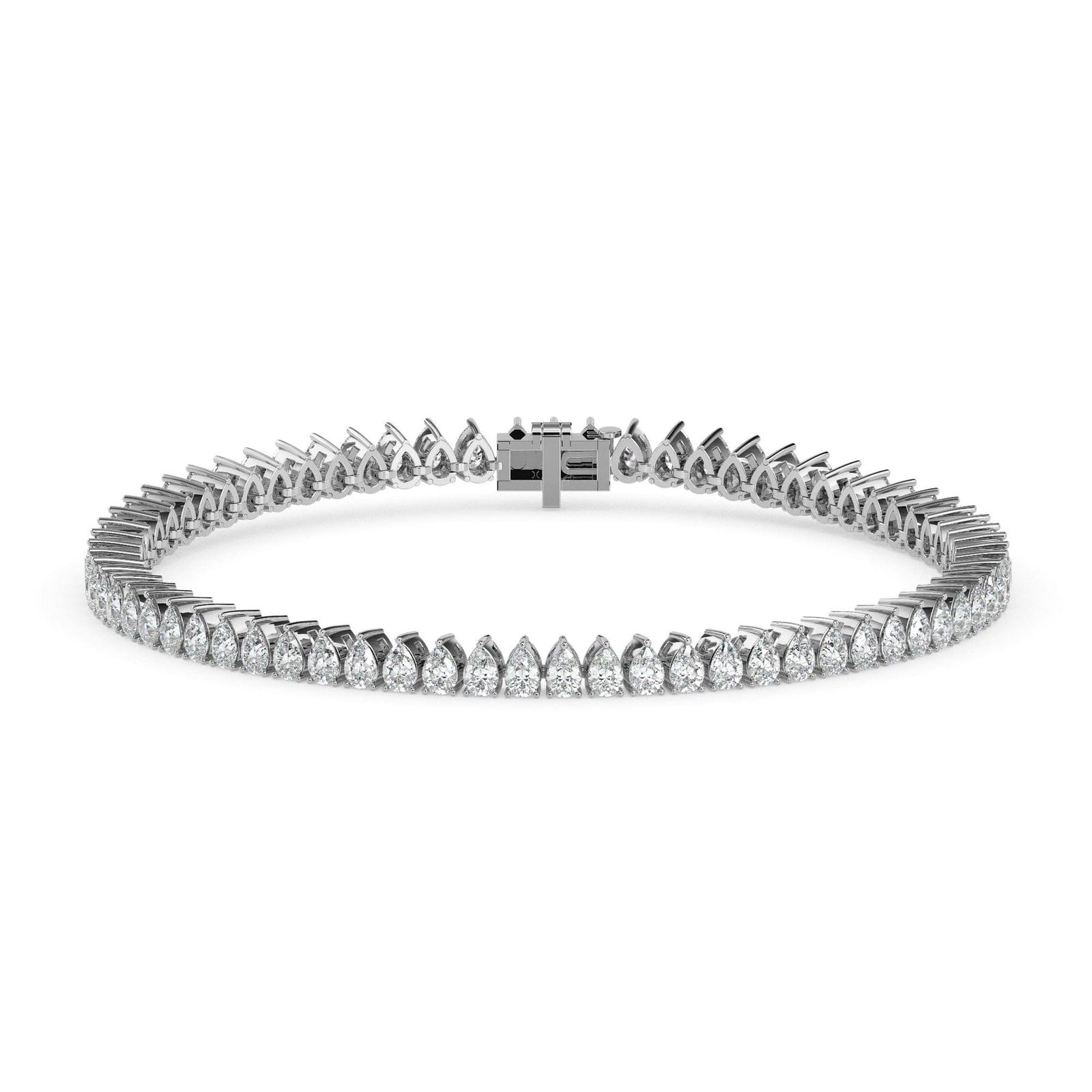 Pear diamond gold tennis bracelet reeva rare elegant elongated sparkle worldwide delivery