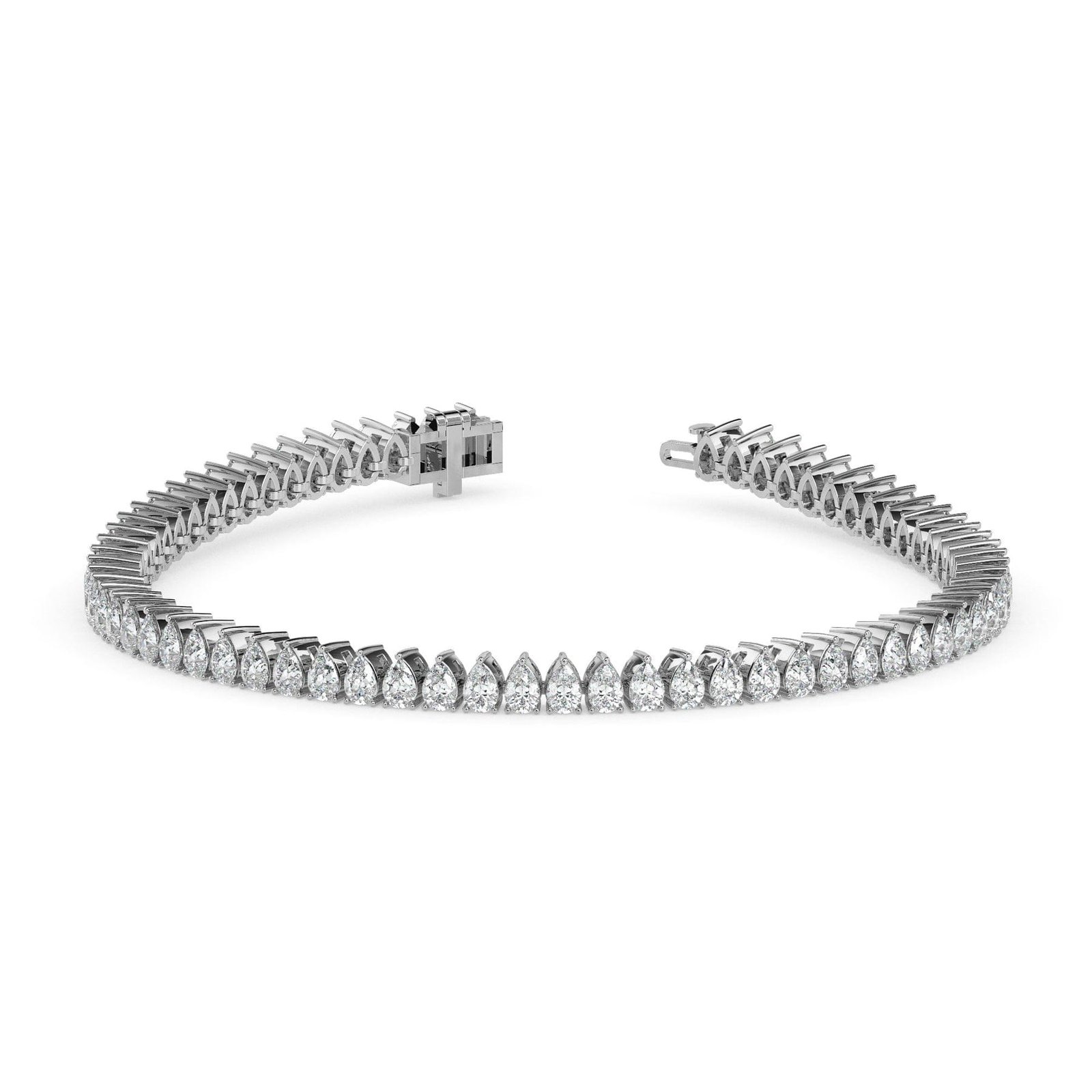 Pear shape diamond gold tennis bracelet reeva rare classic luxury design