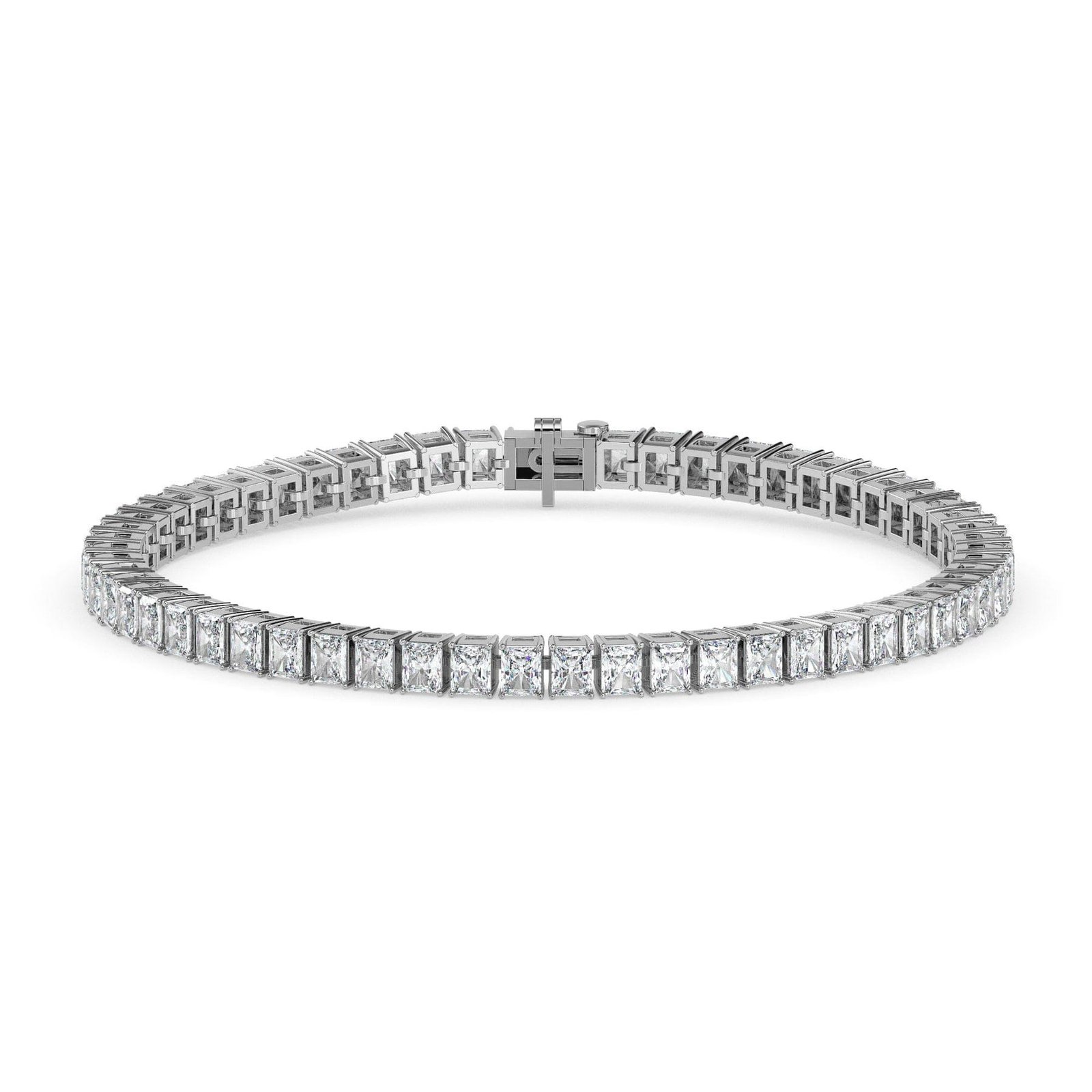 Radiant solitaire gold tennis bracelet reeva rare minimal rectangular diamond jewelry