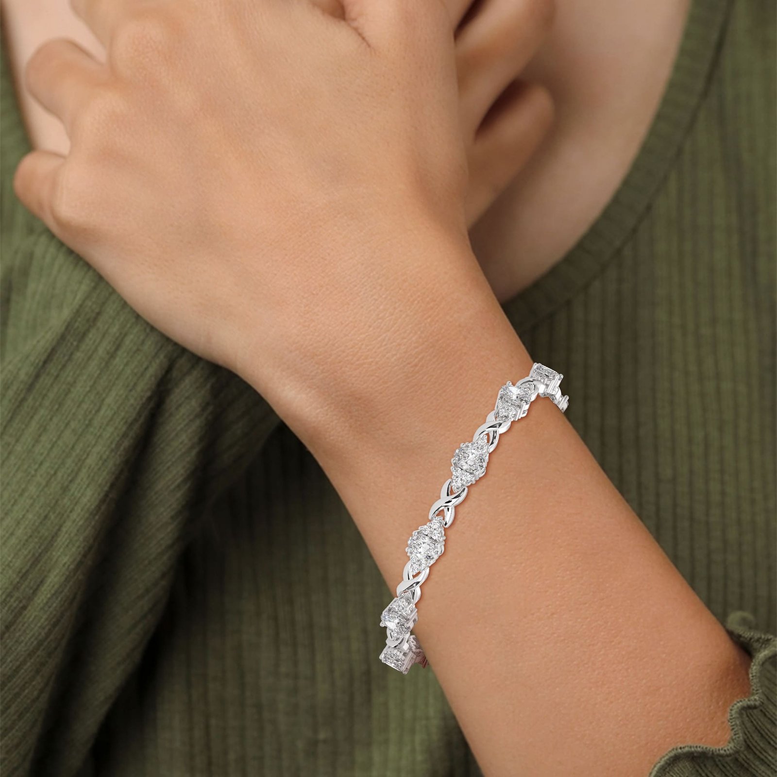 Luxury festive diamond bracelet handcrafted with gold and CVD diamonds by Reeva Rare
