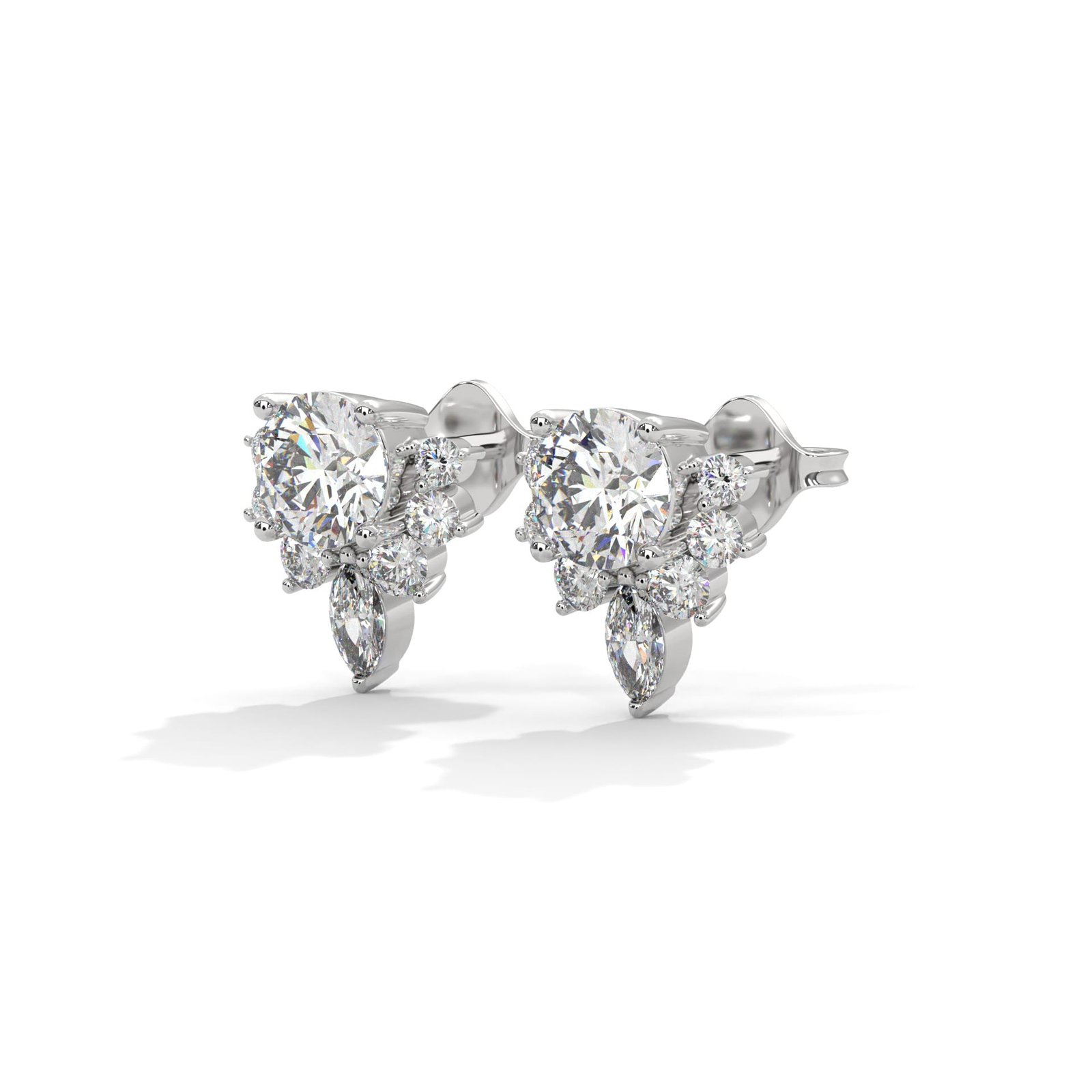 Modern lab grown diamond earrings with gold polish