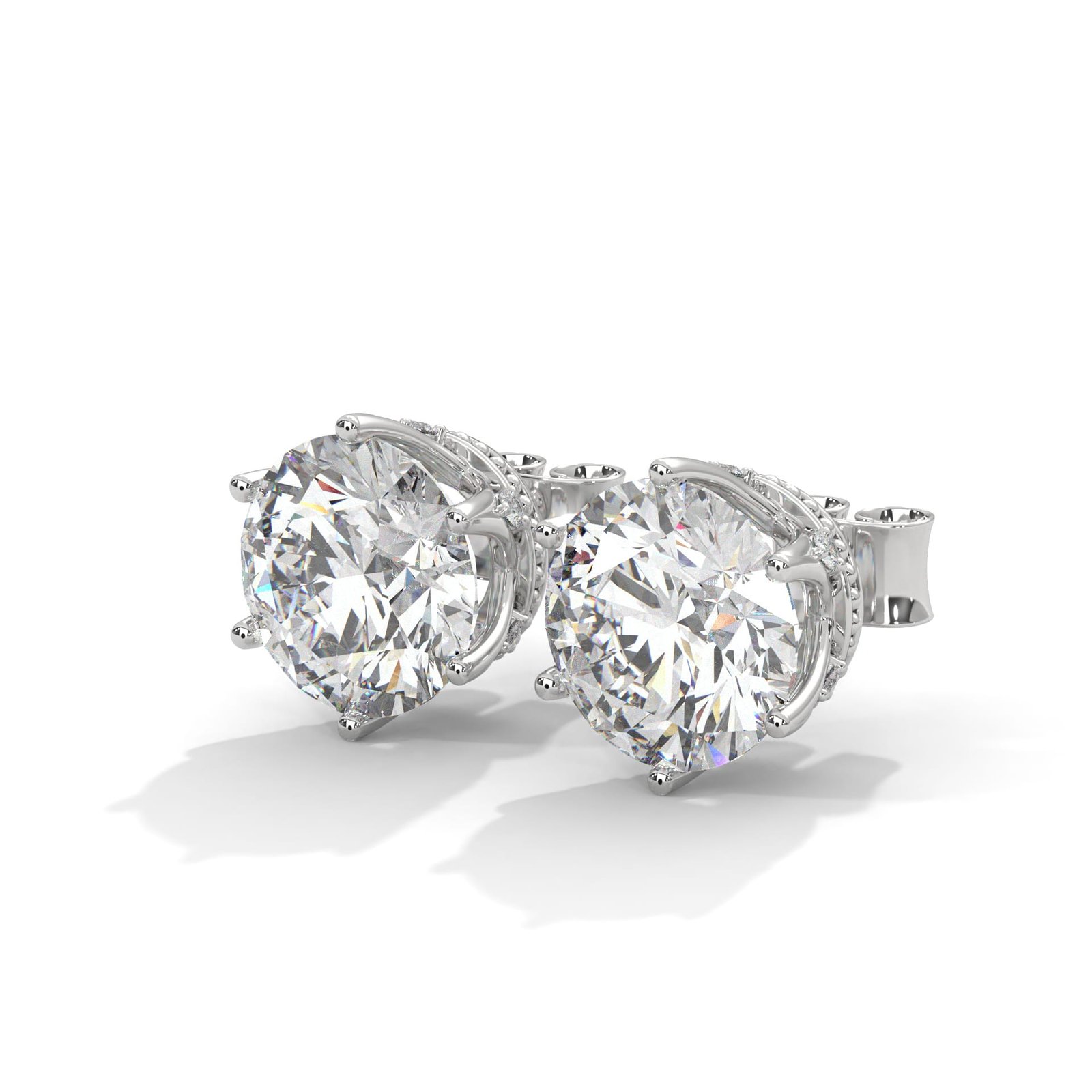 Bridal diamond gold earrings by Reeva Rare — timeless elegance