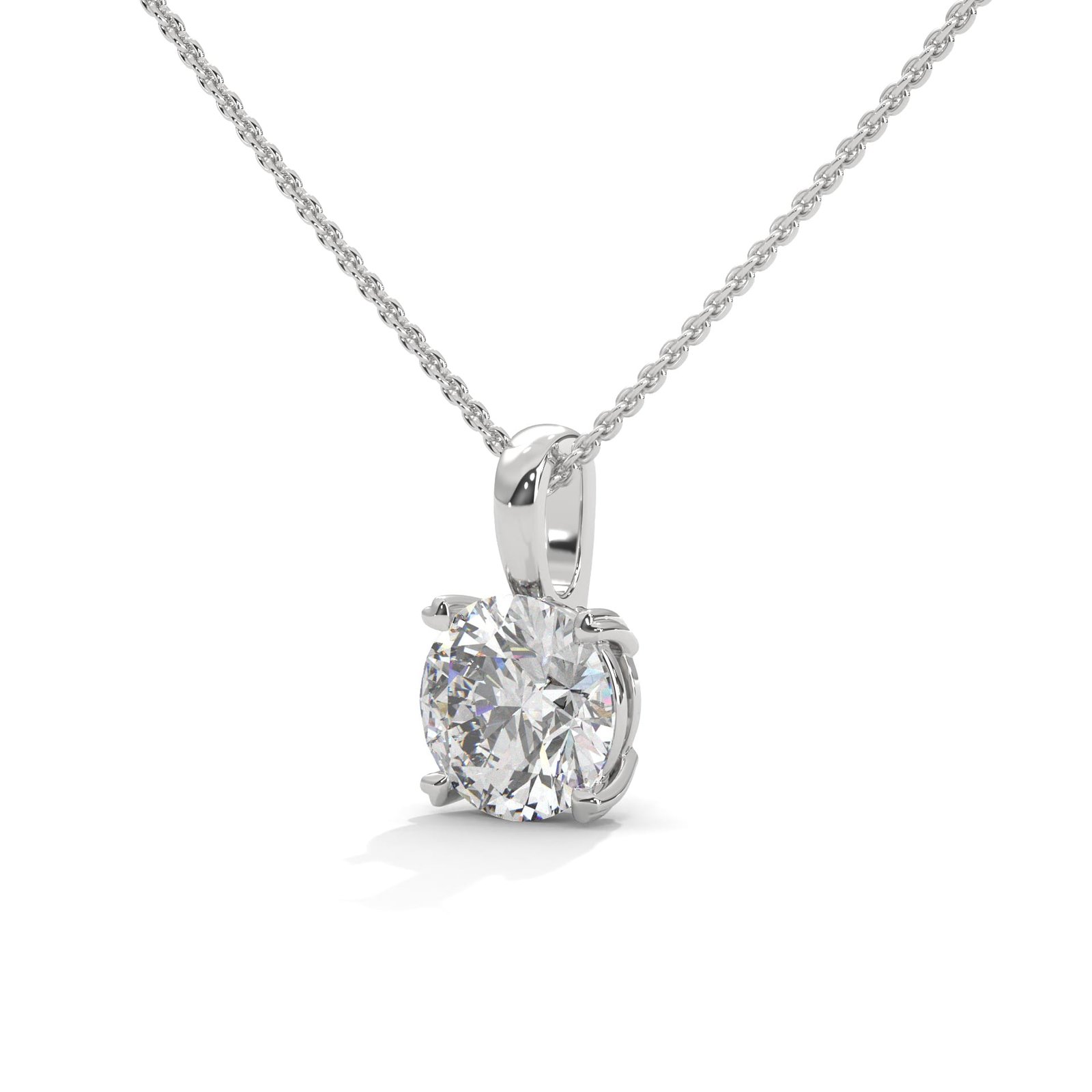 Lab Grown Diamond Platinum Pendant Necklace Set | Jewelry