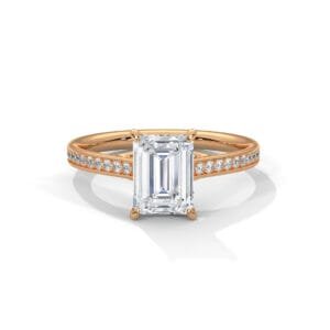 Lab Grown CVD Emerald Diamond Engagement Ring elongated silhouette