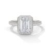 Halo diamond ring with lab-grown, CVD, and natural diamonds for women