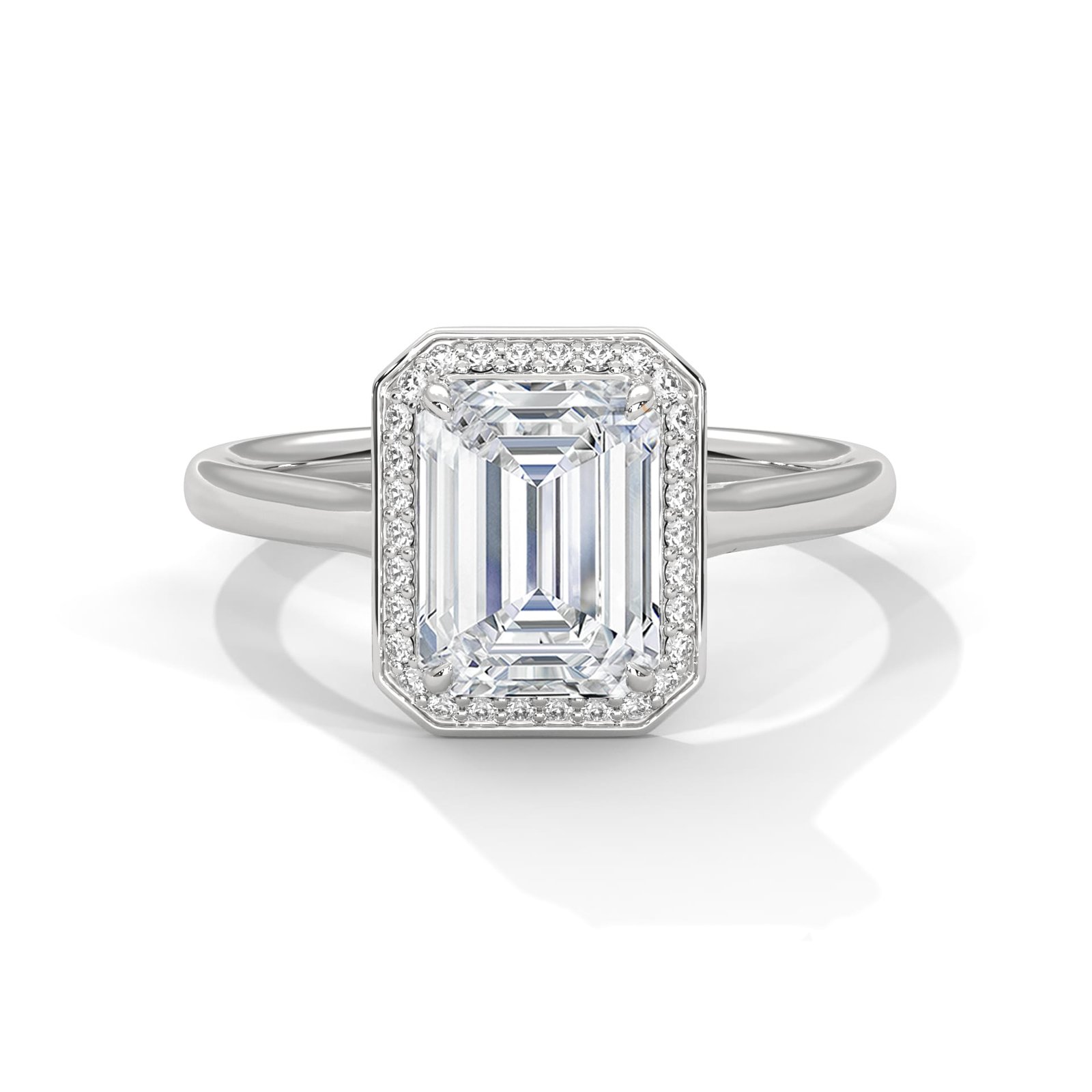Halo diamond ring with lab-grown, CVD, and natural diamonds for women