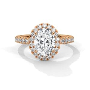 Lab Grown CVD Oval Diamond Engagement Ring elegant gold setting