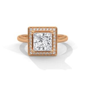 Lab Grown CVD Princess Diamond Engagement Ring luxury gold setting