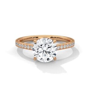 Lab Grown CVD Round Diamond Engagement Ring Luxembourg luxury gold setting