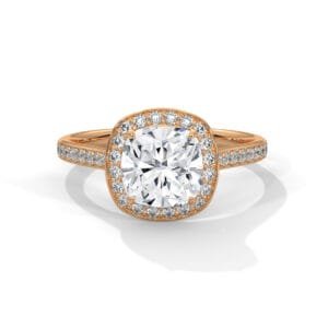 Best Lab Grown CVD Diamond Halo Solitaire Ring Gift Houston