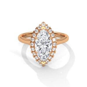 Lab Grown CVD Marquise Diamond Engagement Ring elongated gold setting