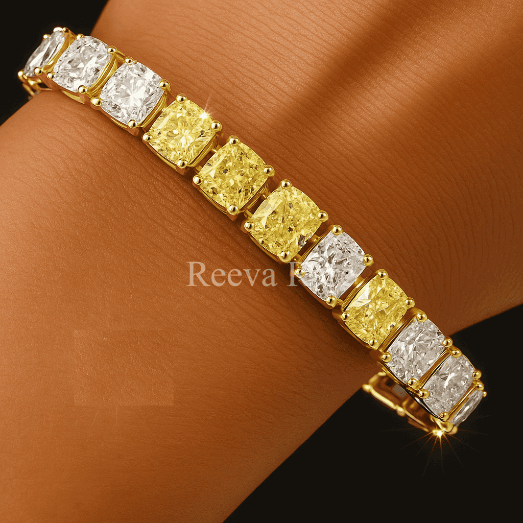 CVD diamond yellow tennis bracelet elegant gold design