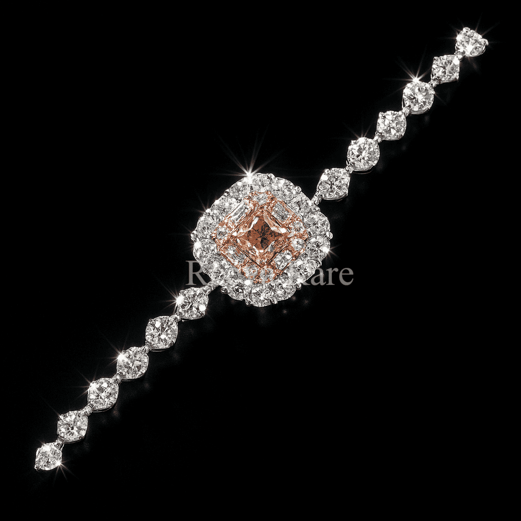 CVD diamond pink watch bracelet elegant gold design