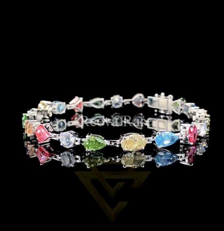 CVD diamond color tennis bracelet elegant gold design