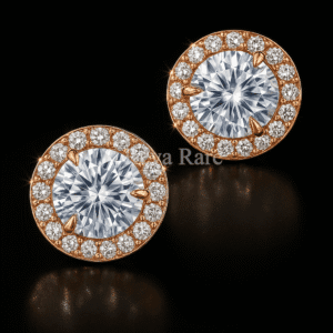 CVD diamond blue stud earrings elegant gold design