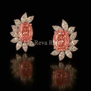 CVD diamond pink designer earrings elegant gold design