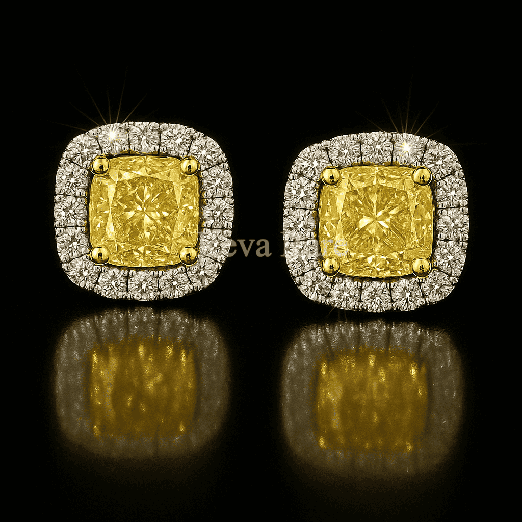 CVD diamond yellow stud earrings elegant gold design