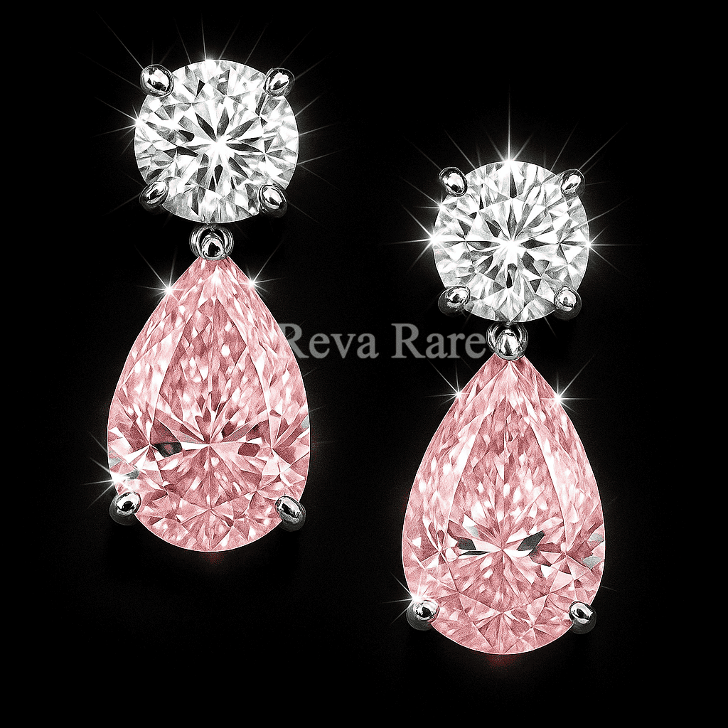 CVD diamond pink drop earrings elegant gold design