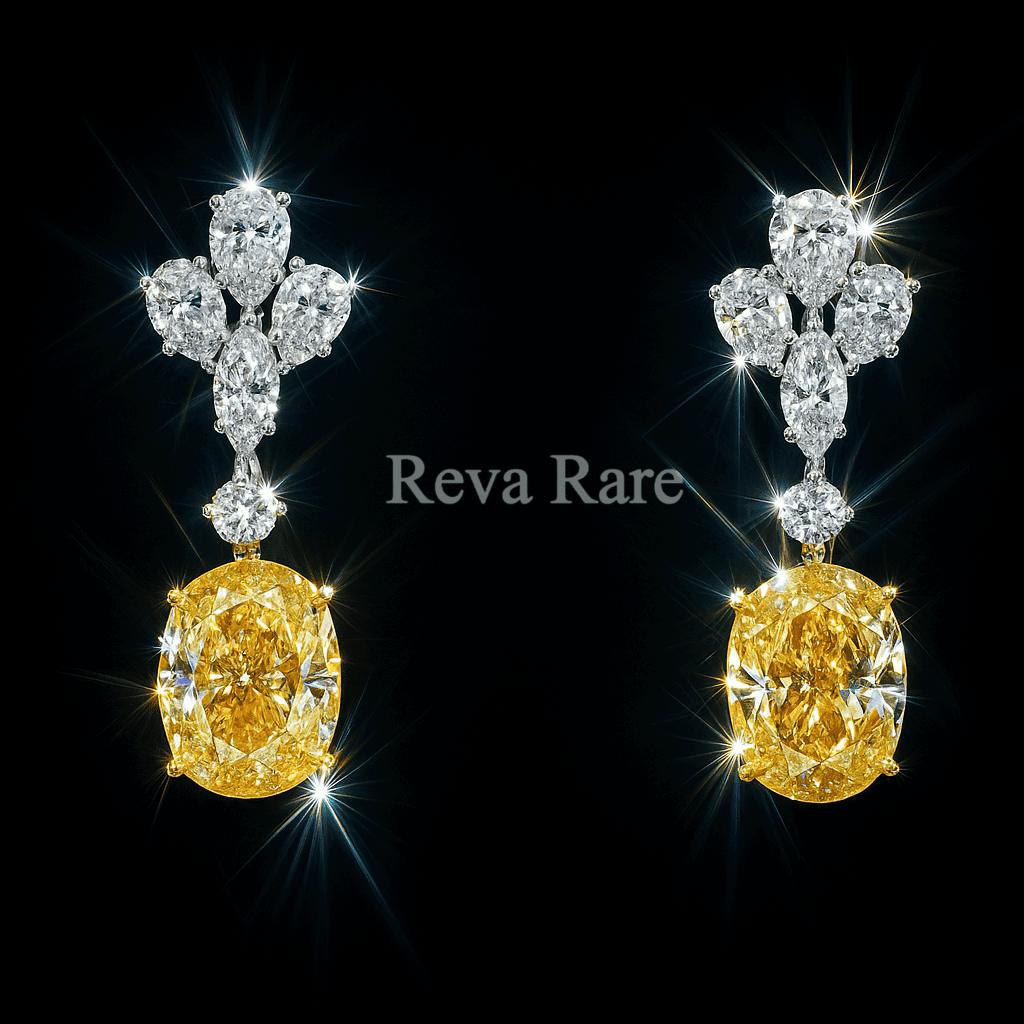 CVD diamond yellow earrings elegant gold design