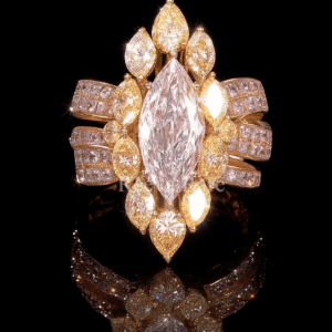 CVD yellow and pink diamond ring in premium gold