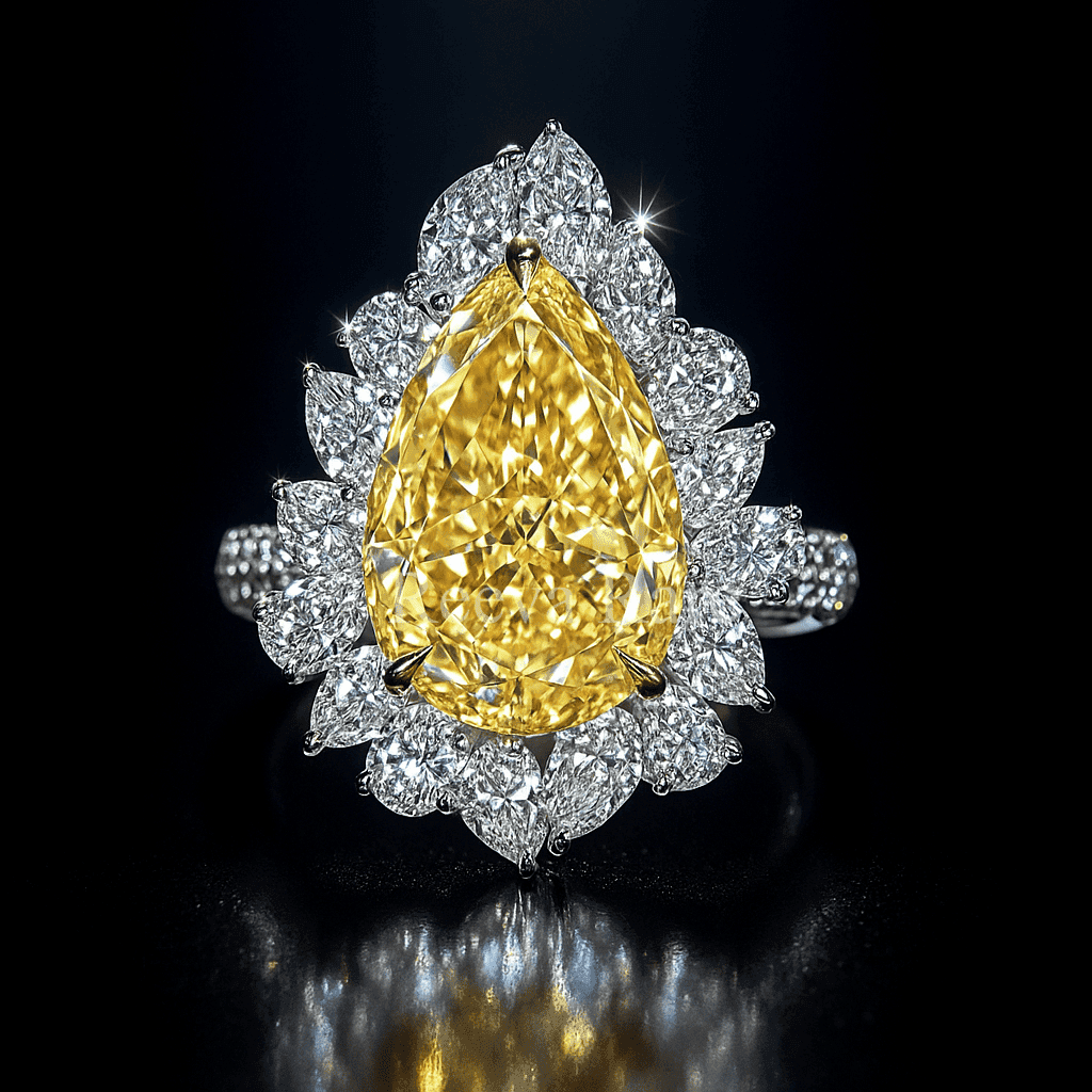 CVD fancy diamond ring in premium gold