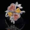 Pink and yellow heart diamond stylish rings, luxury jewelry from Reeva Rare CVD color diamond designer ring in premium gold