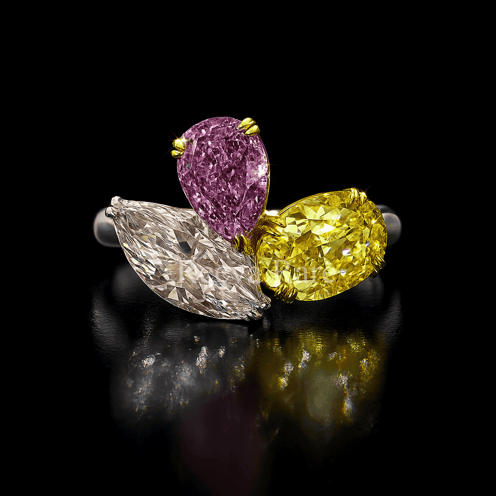CVD pink yellow diamond ring in premium gold