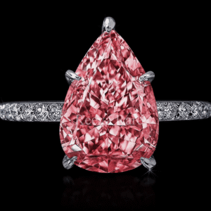 CVD fancy pink diamond ring in premium gold