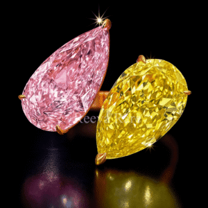 CVD yellow pink diamond ring in premium gold