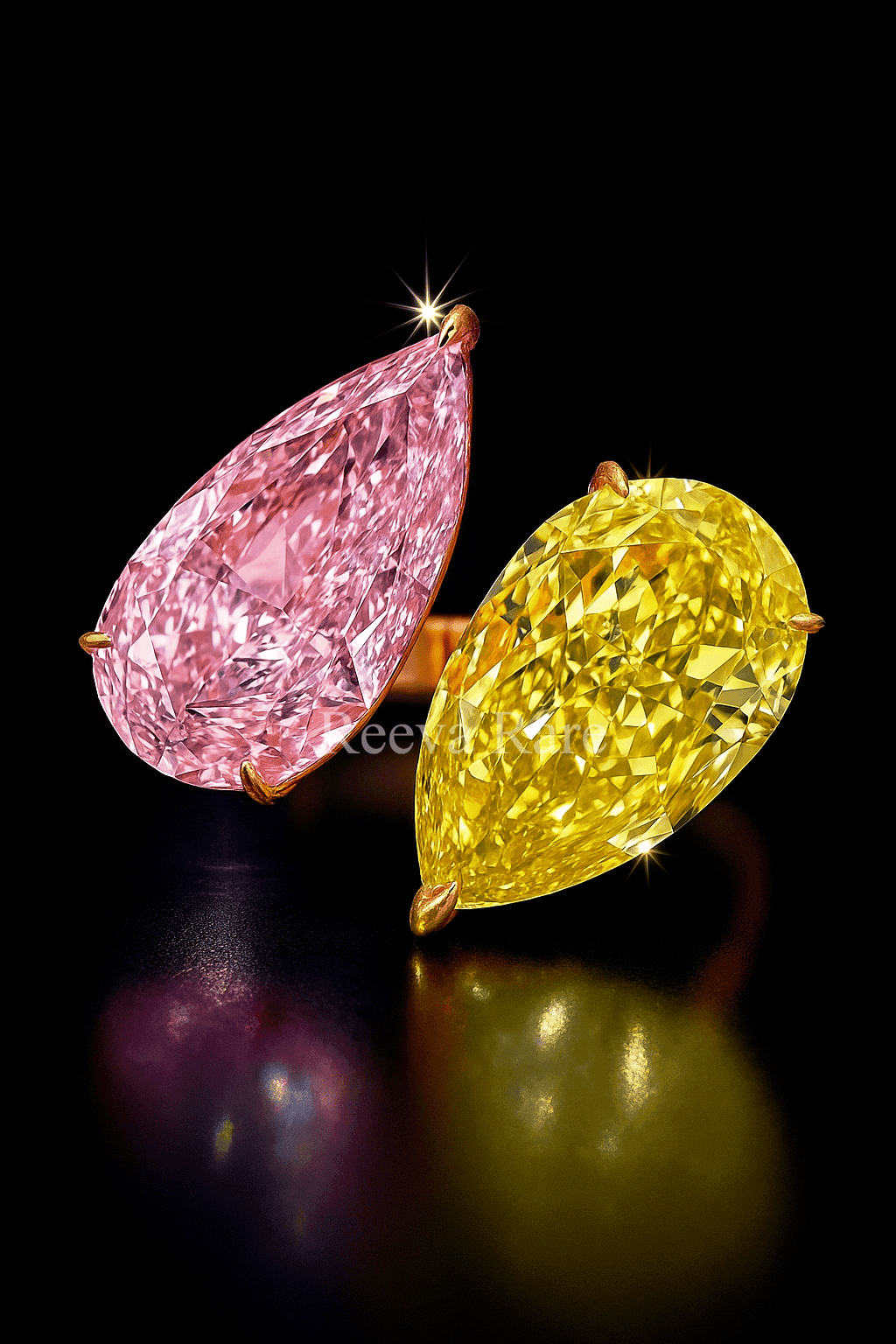 CVD yellow pink diamond ring in premium gold