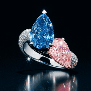 CVD blue diamond ring in premium gold