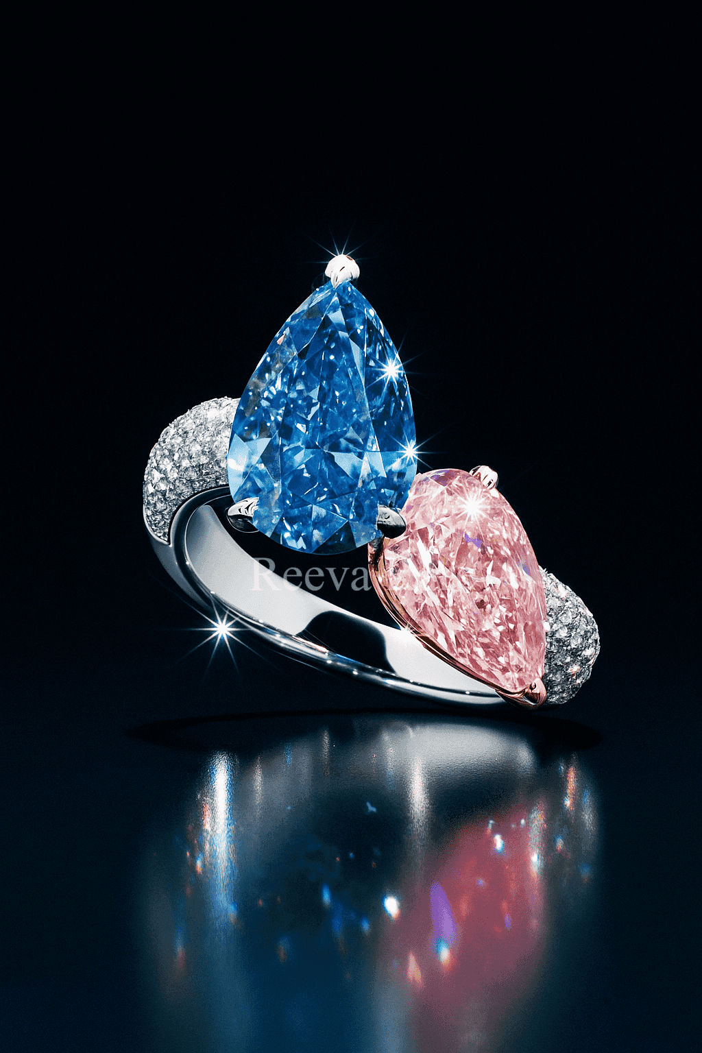 CVD blue diamond ring in premium gold