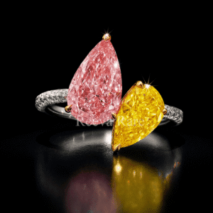 CVD yellow diamond designer ring in premium gold