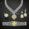 Vintage yellow diamond necklace set with matching rings, earrings, and bracelet in 18K gold – Reeva Rare CVD Yellow Diamond Wedding Set Reeva Rare Jewelry Brand